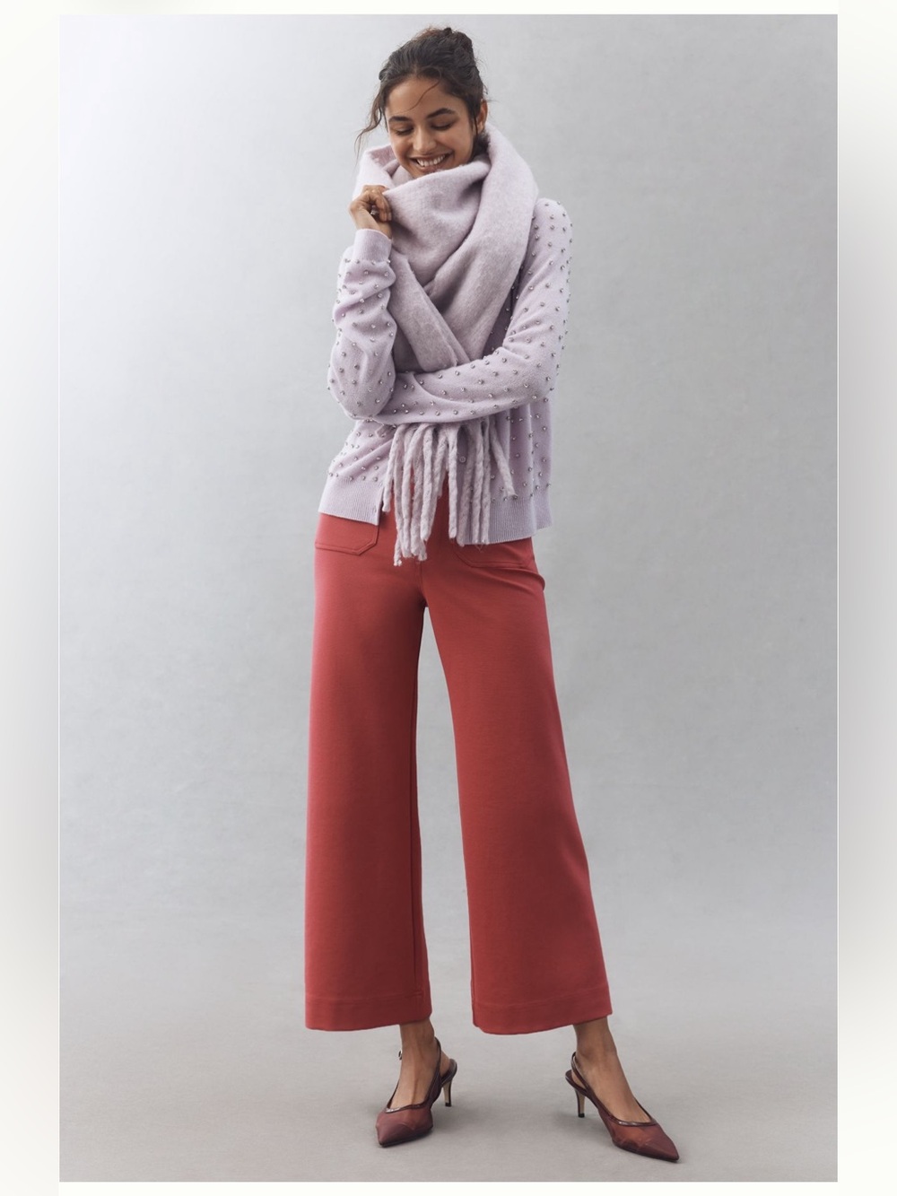 Maeve Colette Knit High-Rise Wide-Leg Cropped Pants